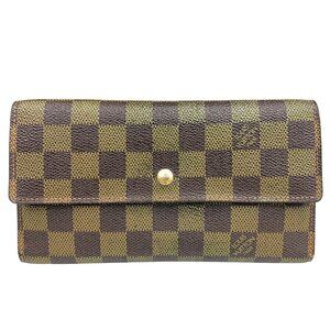 Authentic Louis Vuitton Portefeuille Damier Ebene Leather Wallet jp90-111425